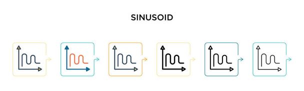 Sinusoid vector icon in 6 different modern styles. Black, two colored sinusoid icons designed in filled, outline, line and stroke style. Vector illustration can be used for web, mobile, ui - Vector, Image