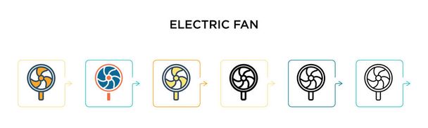Electric fan vector icon in 6 different modern styles. Black, two colored electric fan icons designed in filled, outline, line and stroke style. Vector illustration can be used for web, mobile, ui - Vector, Image