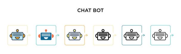 Chat bot icono de vector en 6 estilos modernos diferentes. Negro, dos iconos de chat de colores bot diseñados en llenado, contorno, línea y estilo de trazo. Ilustración vectorial se puede utilizar para web, móvil, ui
 - Vector, imagen