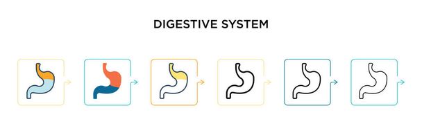 Icona vettoriale del sistema digestivo in 6 diversi stili moderni. Nero, due icone colorate del sistema digestivo progettate in pieno, contorno, linea e stile ictus. Illustrazione vettoriale può essere utilizzato per il web,  - Vettoriali, immagini