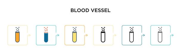 Kan damarı vektör simgesi 6 farklı modern stilde. Siyah, iki renkli kan damarı simgesi. Doldurulmuş, ana hatları çizilmiş, çizgi ve çizgi şeklinde dizayn edilmiş. Vektör illüstrasyonu ağ, mobil, ui için kullanılabilir - Vektör, Görsel