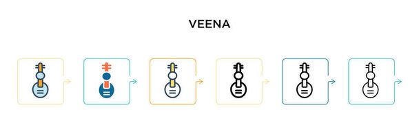 Veena vektor ikon 6 különböző modern stílusban. Fekete, két színes veena ikonok tervezett töltött, körvonalazott, vonal és a stroke stílus. Vektor illusztráció lehet használni web, mobil, ui - Vektor, kép