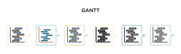 Gantt vektor ikon 6 különböző modern stílusban. Fekete, két színes gantt ikonok tervezett töltött, körvonalazott, vonal és a stroke stílus. Vektor illusztráció lehet használni web, mobil, ui - Vektor, kép