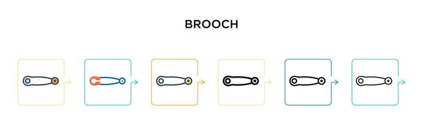 Brooch vektor ikon 6 különböző modern stílusban. Fekete, két színes bross ikonok tervezett töltött, körvonalazott, vonal és a stroke stílus. Vektor illusztráció lehet használni web, mobil, ui - Vektor, kép