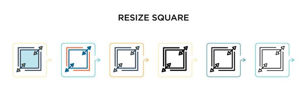 Resize square vector icon in 6 different modern styles. Black, two colored resize square icons designed in filled, outline, line and stroke style. Vector illustration can be used for web, mobile, ui - Vector, Image