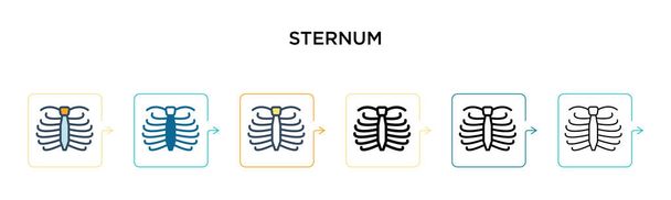 Sternum διάνυσμα εικονίδιο σε 6 διαφορετικά σύγχρονα στυλ. Μαύρο, δύο χρωματιστά εικονίδια στέρνο σχεδιασμένο σε γεμάτο, περίγραμμα, γραμμή και στυλ εγκεφαλικό επεισόδιο. Εικονογράφηση διάνυσμα μπορεί να χρησιμοποιηθεί για web, κινητά, ui - Διάνυσμα, εικόνα
