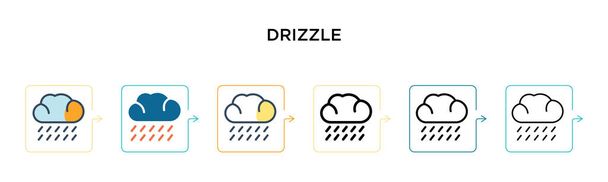 Drizzle vector icon in 6 different modern styles. Black, two colored drizzle icons designed in filled, outline, line and stroke style. Vector illustration can be used for web, mobile, ui - Vector, Image