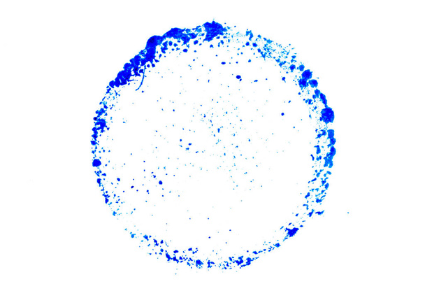 Inchiostro di colore blu in forma rotonda sfondo strutturato come timbro o cornice con spazio di copia - Foto, immagini