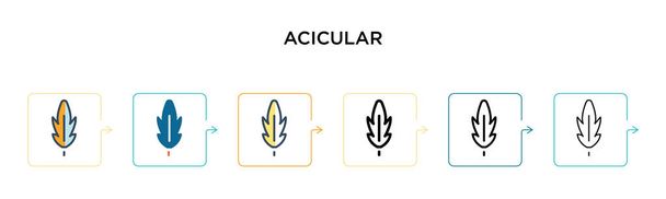 Acicular vektori kuvaketta 6 eri moderneja tyylejä. Musta, kaksi värillistä acicular kuvakkeet suunniteltu täytetty, ääriviivat, viivat ja aivohalvaus tyyli. Vektori kuva voidaan käyttää web, mobiili, ui - Vektori, kuva