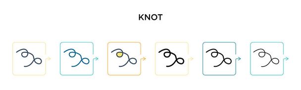 Knotenvektorsymbol in 6 verschiedenen modernen Stilen. Schwarze, zweifarbige Knotensymbole, die in Füll-, Umriss-, Linien- und Strichstil gestaltet sind. Vektor-Illustration kann für Web, Mobile, UI verwendet werden - Vektor, Bild