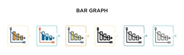 Bar kuvaaja vektori kuvaketta 6 eri moderneja tyylejä. Musta, kaksivärinen pylväsdiagrammi kuvakkeet suunniteltu täytetty, ääriviivat, viivat ja aivohalvaus tyyli. Vektori kuva voidaan käyttää web, mobiili, ui - Vektori, kuva