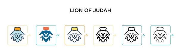 Leão de judah vetor ícone em 6 diferentes estilos modernos. Preto, dois leões coloridos de ícones judah projetados em cheio, contorno, linha e estilo de traço. Ilustração vetorial pode ser usado para web, mobile, ui
 - Vetor, Imagem