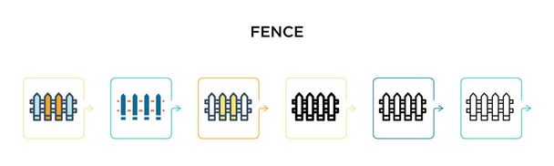 Çit vektör simgesi 6 farklı modern stilde. Siyah, iki renkli çit ikonu. Doldurulmuş, ana hatları çizilmiş, çizgi ve çizgi şeklinde dizayn edilmiş. Vektör illüstrasyonu ağ, mobil, ui için kullanılabilir - Vektör, Görsel