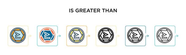 Is greater than sign vector icon in 6 different modern styles. Black, two colored is greater than sign icons designed in filled, outline, line and stroke style. Vector illustration can be used for  - Vector, Image