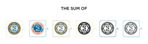 The sum of symbol vector icon in 6 different modern styles. Black, two colored the sum of symbol icons designed in filled, outline, line and stroke style. Vector illustration can be used for web,  - Vector, Image