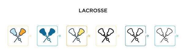 Icono de vector Lacrosse en 6 estilos modernos diferentes. Negro, dos iconos de lacrosse de colores diseñados en estilo lleno, contorno, línea y trazo. Ilustración vectorial se puede utilizar para web, móvil, ui
 - Vector, imagen