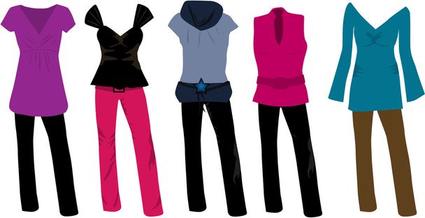Large collection of clothes for women - Vektör, Görsel