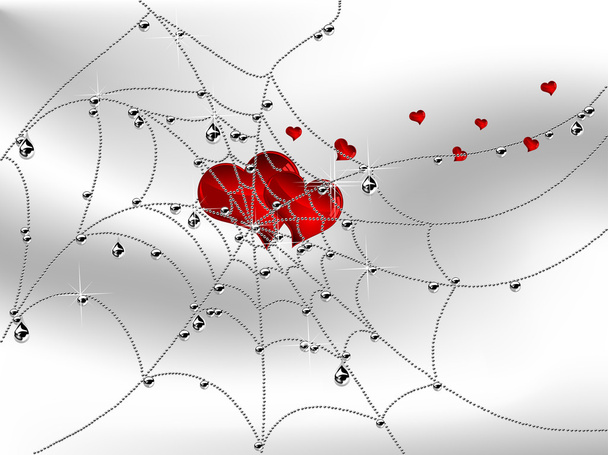 Hearts in cobweb - ベクター画像
