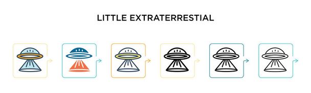 Pequeño icono de vector extraterrestre en 6 estilos modernos diferentes. Negro, dos pequeños iconos extraterrestres de colores diseñados en estilo lleno, contorno, línea y trazo. Ilustración vectorial se puede utilizar para
 - Vector, imagen