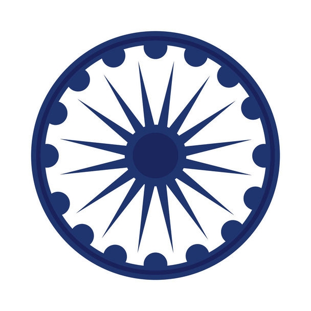 ashoka shakra индийский день независимости икона плоский стиль
 - Вектор,изображение