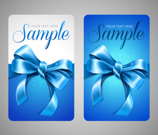 Blue gift cards with bow - Διάνυσμα, εικόνα