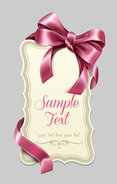 Vintage label with a pink bow - Vector, imagen