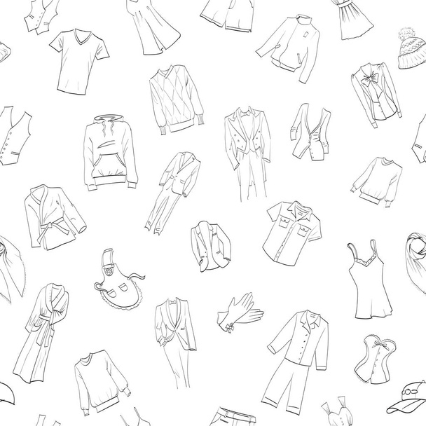 clothes seamless texture linear style clothes icons - Vecteur, image