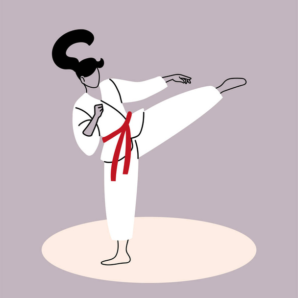 karate kobieta fighter w kimono, Japonia tradycyjne sztuki walki - Wektor, obraz