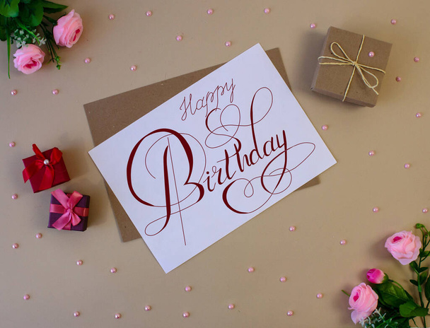 postcard or Internet banner with a birthday greeting - Photo, Image