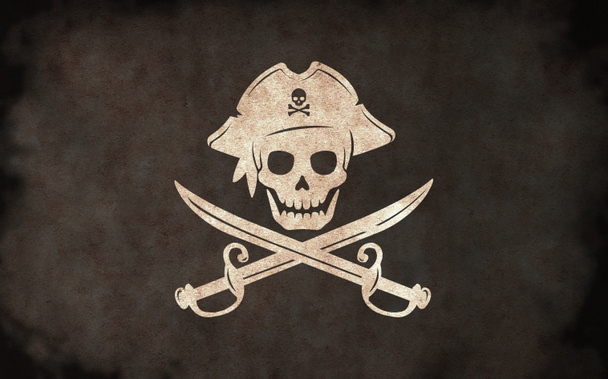 Bandeira de piratas sujos ilustração / crânio e ossos
 - Foto, Imagem