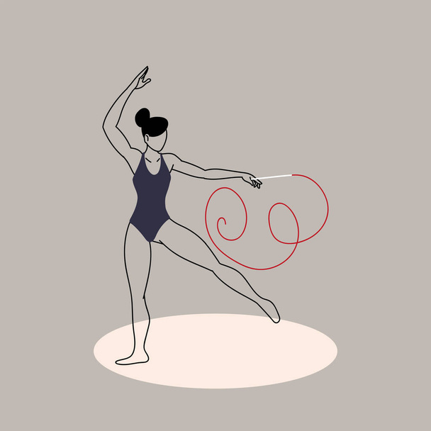 ритмічна гімнастика, жінка зі стрічкою, красива гімнастка
 - Вектор, зображення