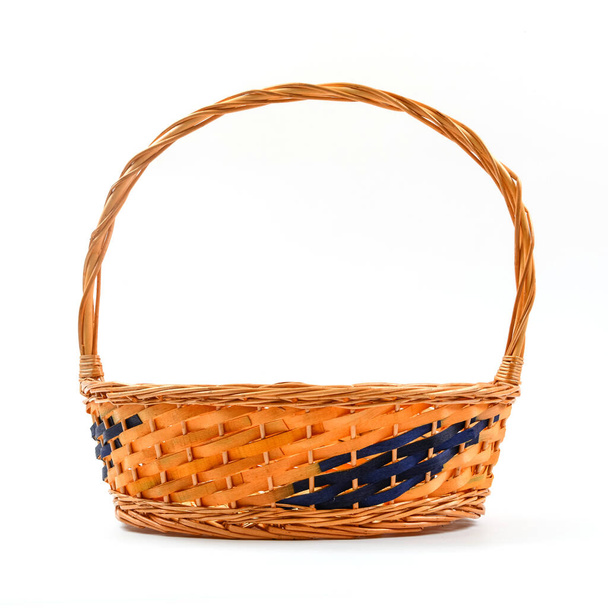 Empty wicker basket isolated on white background - Photo, Image