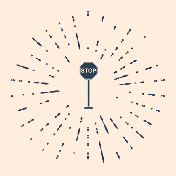 Icono Black Stop aislado sobre fondo beige. Símbolo de parada de advertencia de tráfico. Puntos aleatorios de círculo abstracto. Ilustración vectorial
 - Vector, Imagen