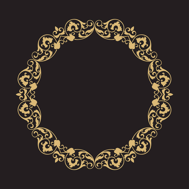 Baroque circular ornament. Stylish vintage frame with place for text. Graphic logo design, congratulations, invitations, decorations. Vector illustration. - Vector, Imagen