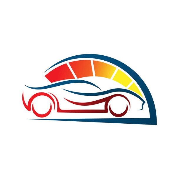 Otomobil Logosu Vektör İllüstrasyon şablonu. Modern Sport Car vektör logosu siluet tasarımı. Araba tamiri, dağıtım, garaj ve servis için otomobil logosu çizimi. - Vektör, Görsel