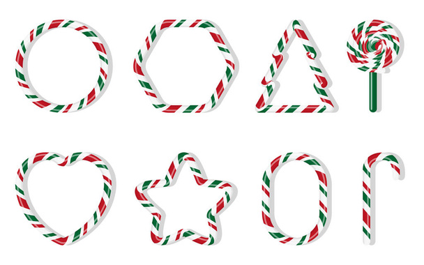 Navidad Noel caramelo bastón piruletas conjunto de vectores de dibujos animados
 - Vector, Imagen