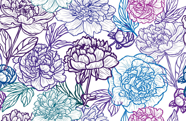 Elegant seamless pattern with peony flowers, design elements. Floral  pattern for invitations, cards, print, gift wrap, manufacturing, textile, fabric, wallpapers - Вектор, зображення
