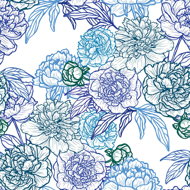 Elegant seamless pattern with peony flowers, design elements. Floral  pattern for invitations, cards, print, gift wrap, manufacturing, textile, fabric, wallpapers - Vektor, Bild