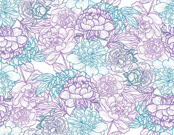 Elegant seamless pattern with peony flowers, design elements. Floral  pattern for invitations, cards, print, gift wrap, manufacturing, textile, fabric, wallpapers - Vektör, Görsel