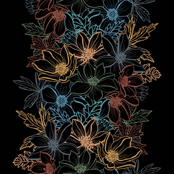 Elegant seamless pattern with anemone flowers, design elements. Floral  pattern for invitations, cards, print, gift wrap, manufacturing, textile, fabric, wallpapers - Vektor, Bild