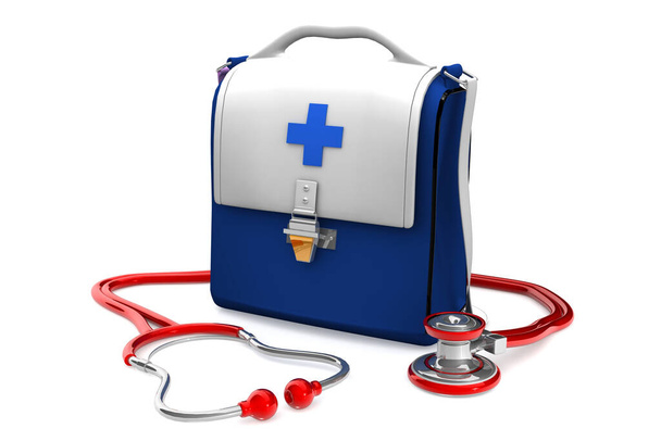 Modern First aid kit.3d render - Photo, Image