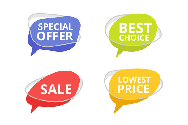 speciální nabídka, nejlepší výběr, prodej a nejnižší cena - Vektor, obrázek
