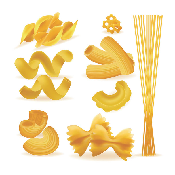 Realistic Detailed 3d Pasta Noodles and Macaroni Set. Vector - Vector, Image