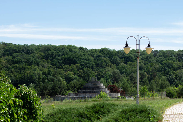 large green park with lantern in the summer - Fotoğraf, Görsel