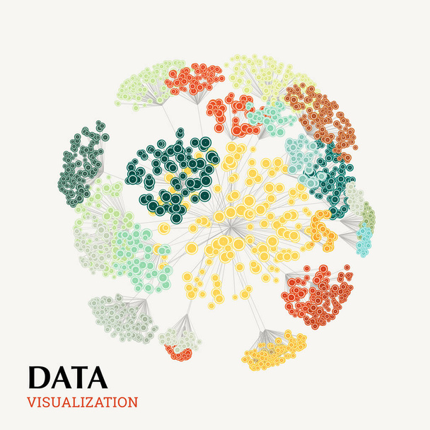 Abstraktní koncepce 3D vizualizace velkých dat. Infographics design. Analýza clusteru. - Vektor, obrázek