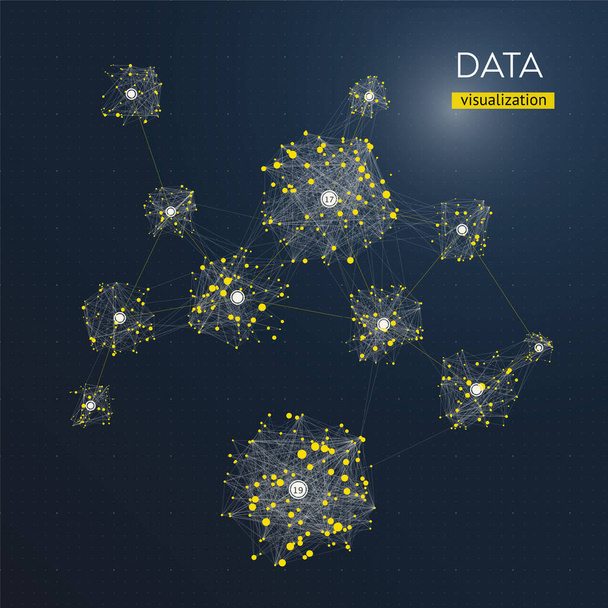 Darstellung der Datenkomplexität. Visualisierung von Big-Data-Konzepten. Analytik abstraktes Konzept. Grafischer Hintergrund. Informationscluster. - Vektor, Bild