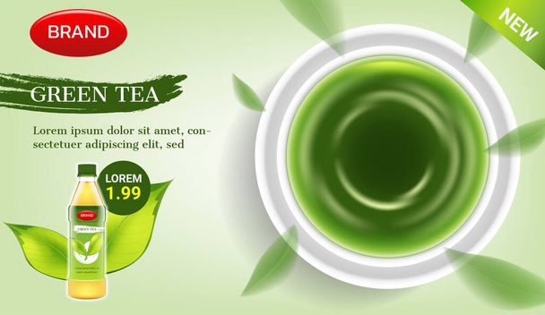 Groene thee ad vector illustratie - Vector, afbeelding