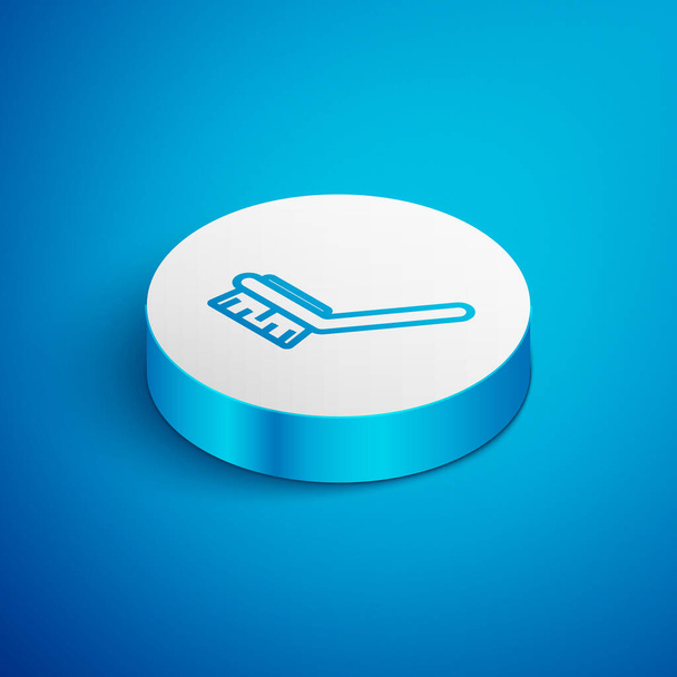 Isometric line Brush for cleaning icon isolated on blue background. Cleaning service concept. White circle button. Vector Illustration. - Vector, Image