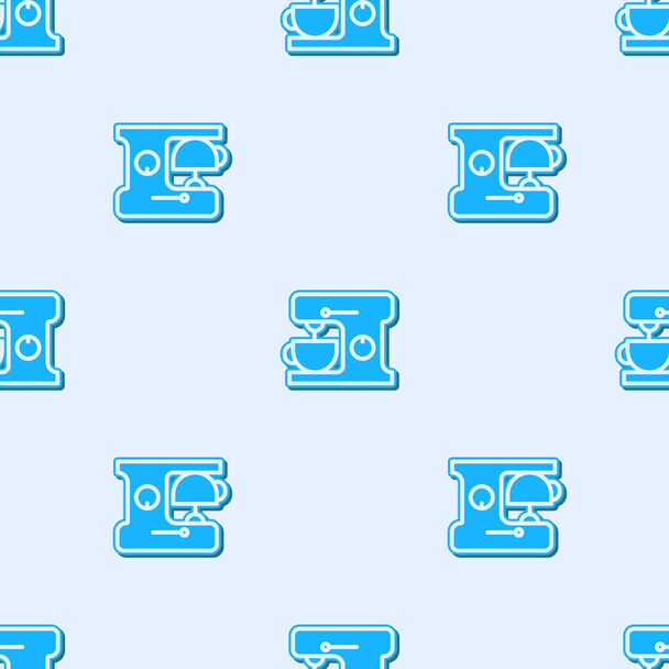Modrá čára Elektrický mixér ikona izolované bezešvé vzor na šedém pozadí. Kuchyňský mixér. Vektorová ilustrace. - Vektor, obrázek