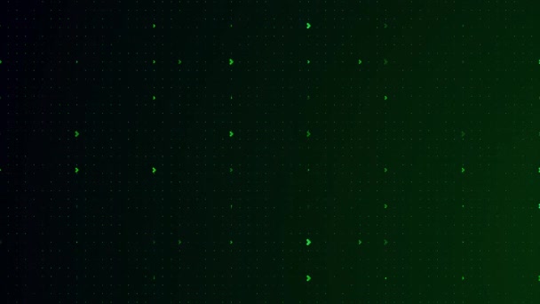 Saumaton Abstrakti digitaalinen Vihreät nuolet ruudukko tausta. Tekoälyn ja koneoppimisen konsepti. Kyber- tai teknologiatausta. Tietoliikenne. Futuristinen korkean teknologian käyttöliittymä - Materiaali, video
